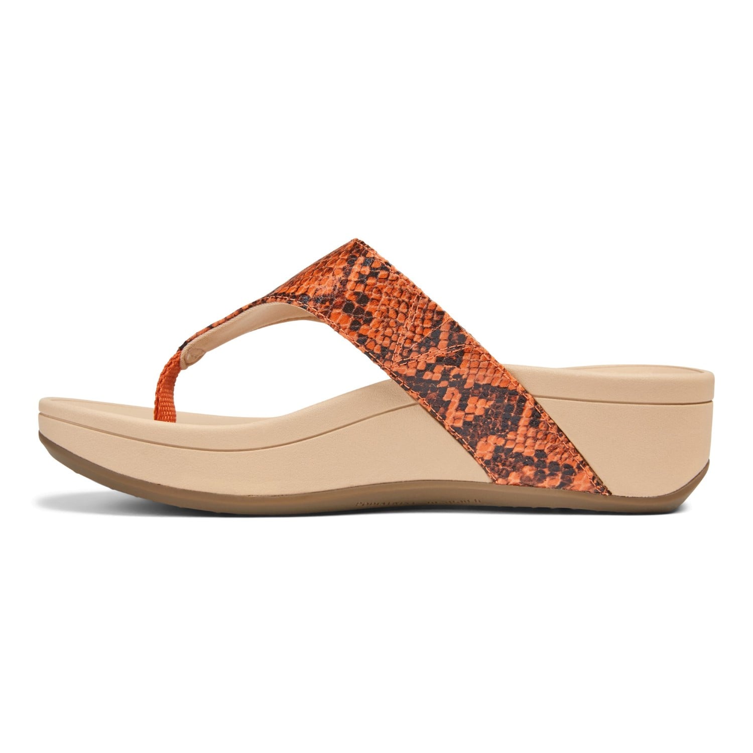 Vionic Pacific Naples - Women's Platform Sandal - Clementine Snake  2 left view
