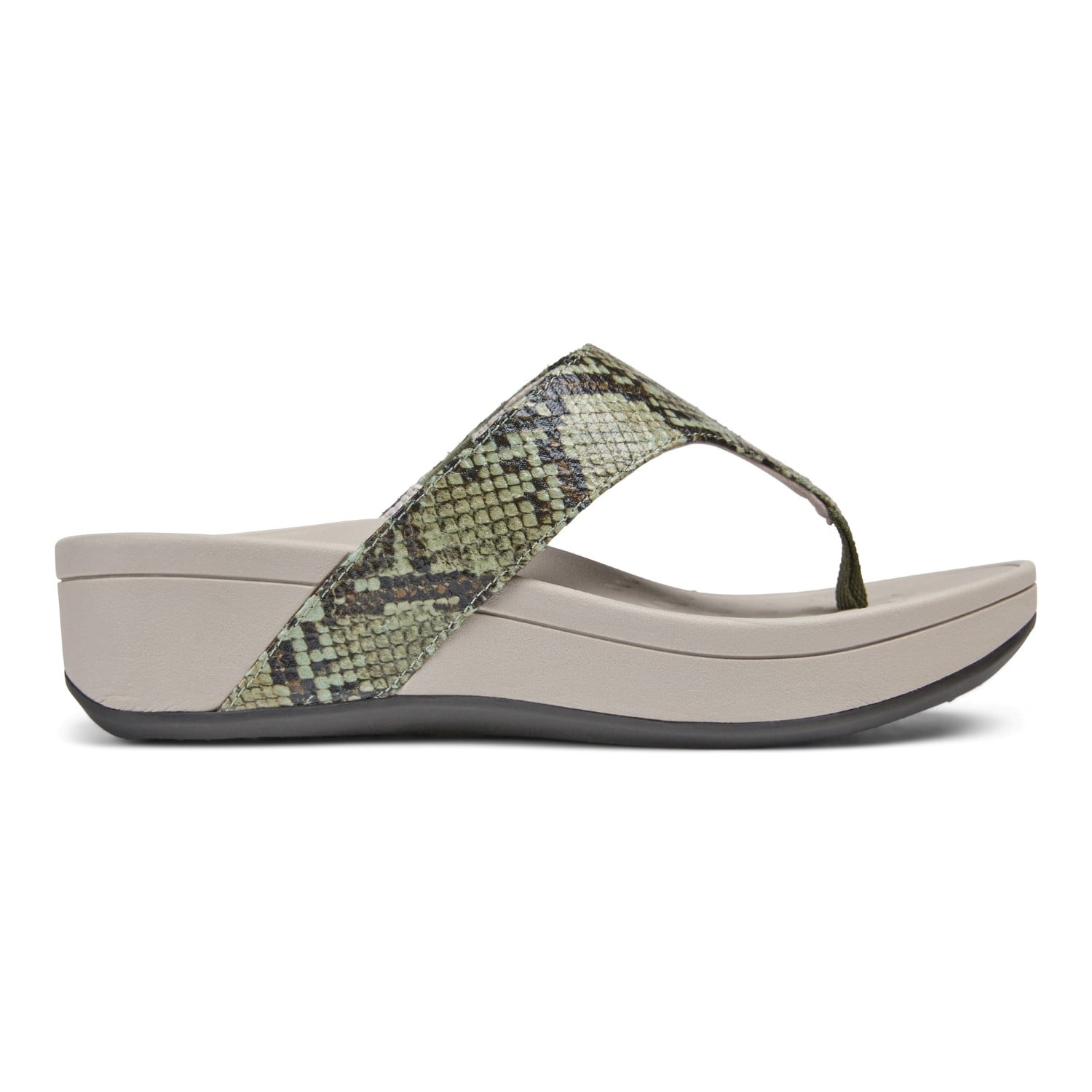 Vionic Pacific Naples - Women's Platform Sandal - Olive Snake  4 right view