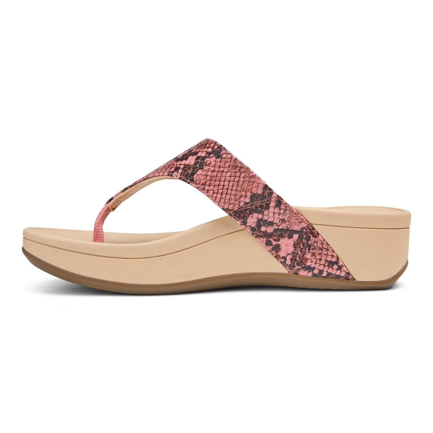 Vionic Pacific Naples - Women's Platform Sandal - Pink Snake  2 left view