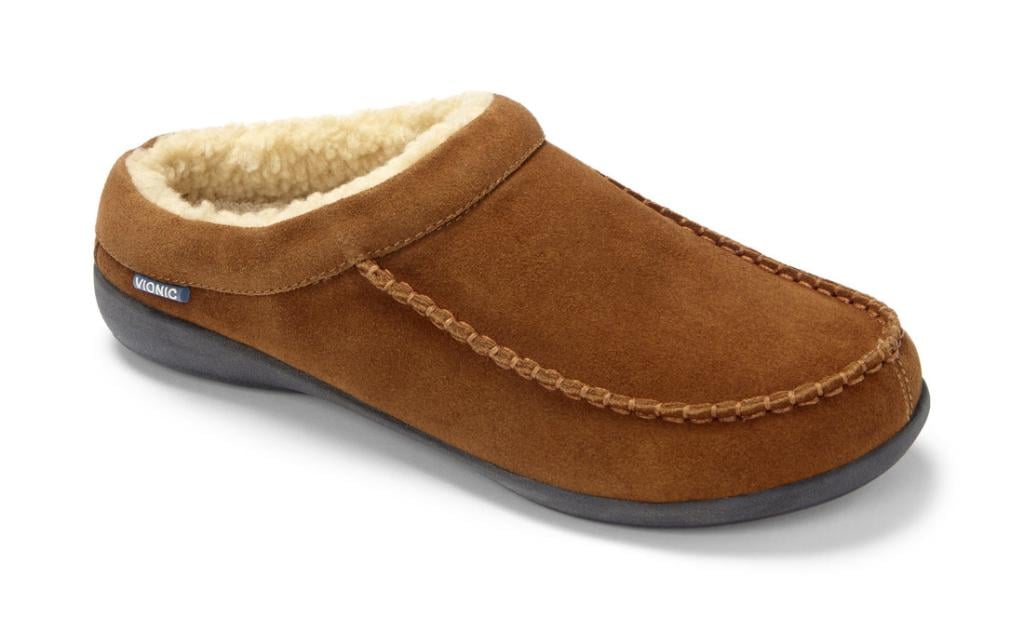 Vionic Barrow Mens Faux shearling-lined slipper - Chestnut