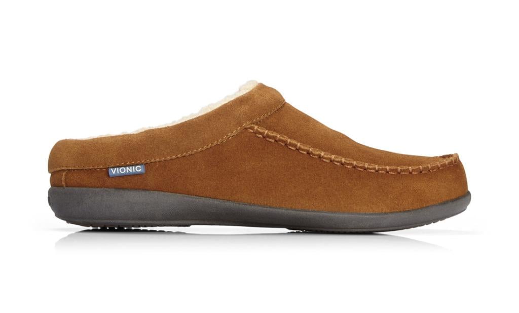 Vionic Barrow Mens Faux shearling-lined slipper - Sand