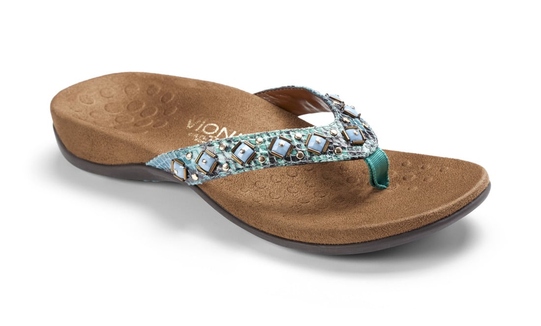 Vionic Floriana Women's Thong Sandals - Teal Snake