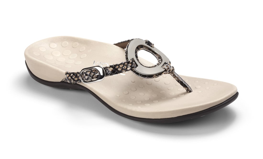 Vionic Karina Womens Toe-post Sandal - Natural Snake