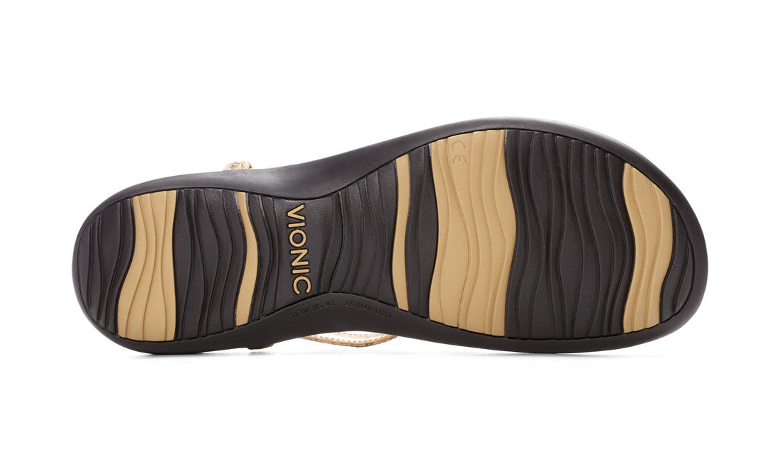 Vionic Lizbeth Womens T-strap Sandal - outsole Gold Cork