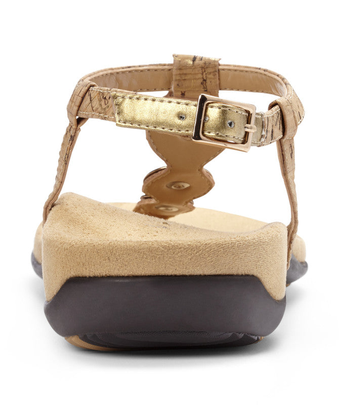 Vionic Lizbeth Womens T-strap Sandal - rear Gold Cork