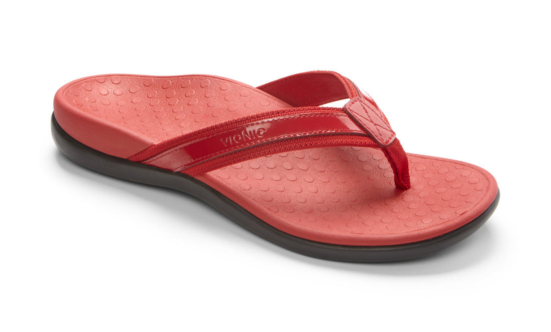 Vionic Tide II - Leather Orthotic Sandals - Orthaheel - Red