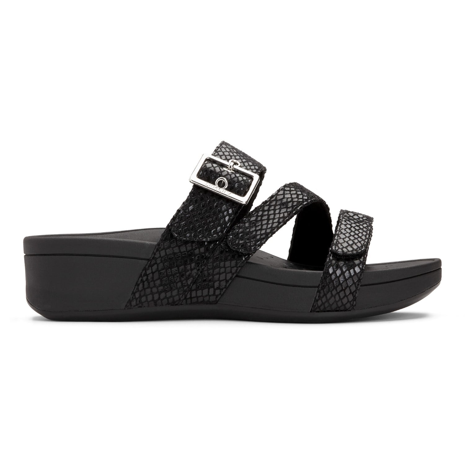 Vionic Pacific Rio - Women's Adjustable Platform Sandal - 4 right view Black Snake