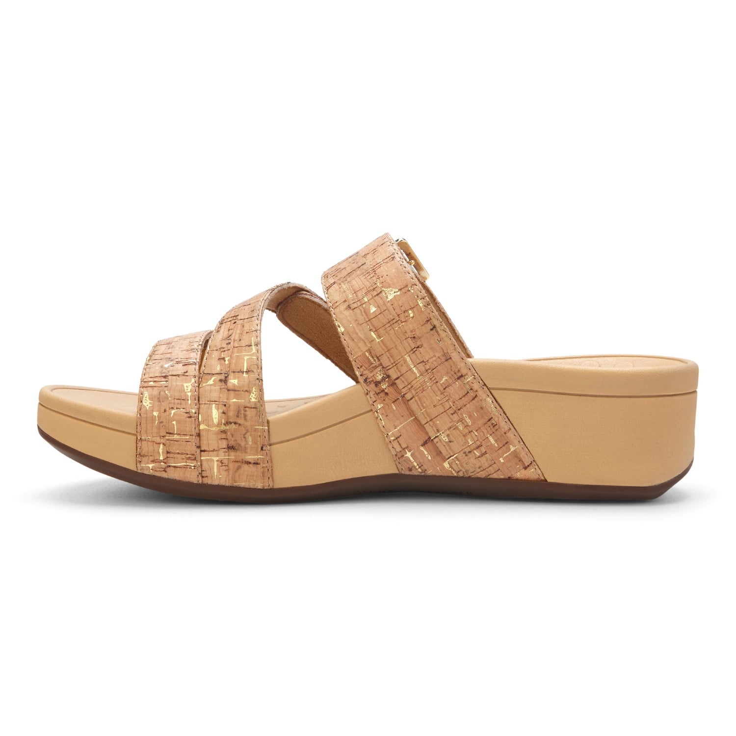 Vionic Pacific Rio - Women's Adjustable Platform Sandal - 2 left view Gold Cork