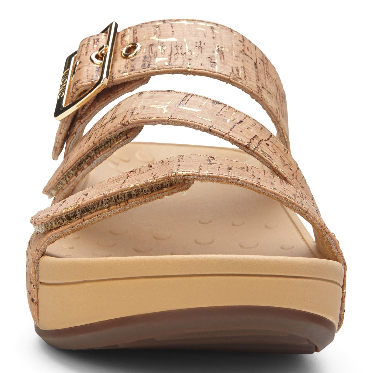 Vionic Pacific Rio - Women's Adjustable Platform Sandal - 6 front view Gold Cork