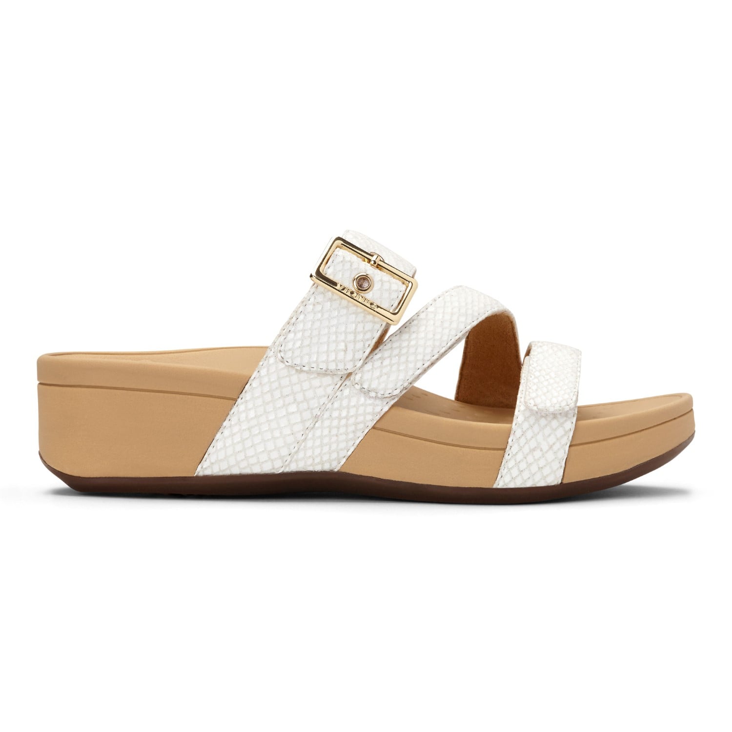 Vionic Pacific Rio - Women's Adjustable Platform Sandal - 4 right view White Snake