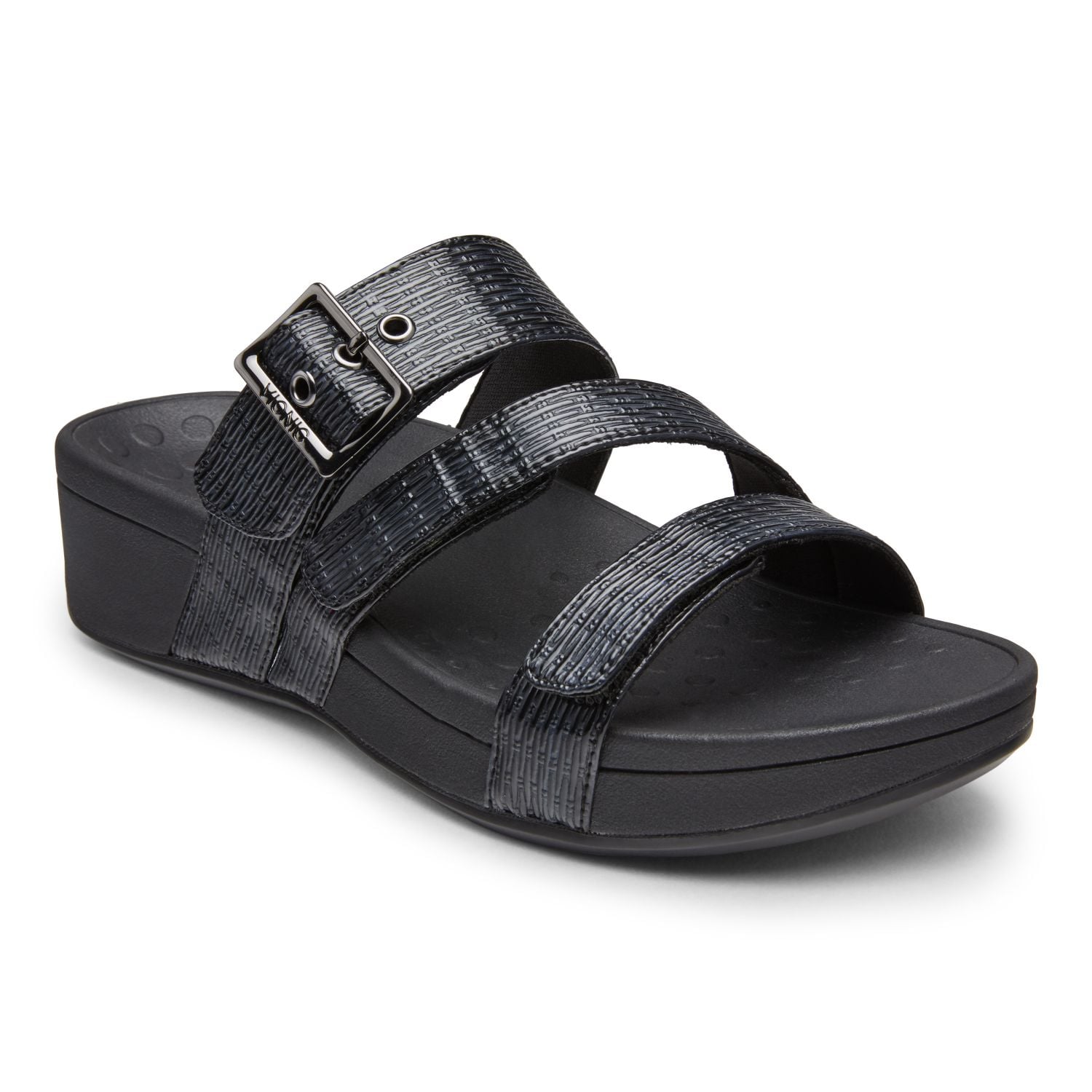 Vionic Pacific Rio - Women's Adjustable Platform Sandal - Black Woven - 1 profile view