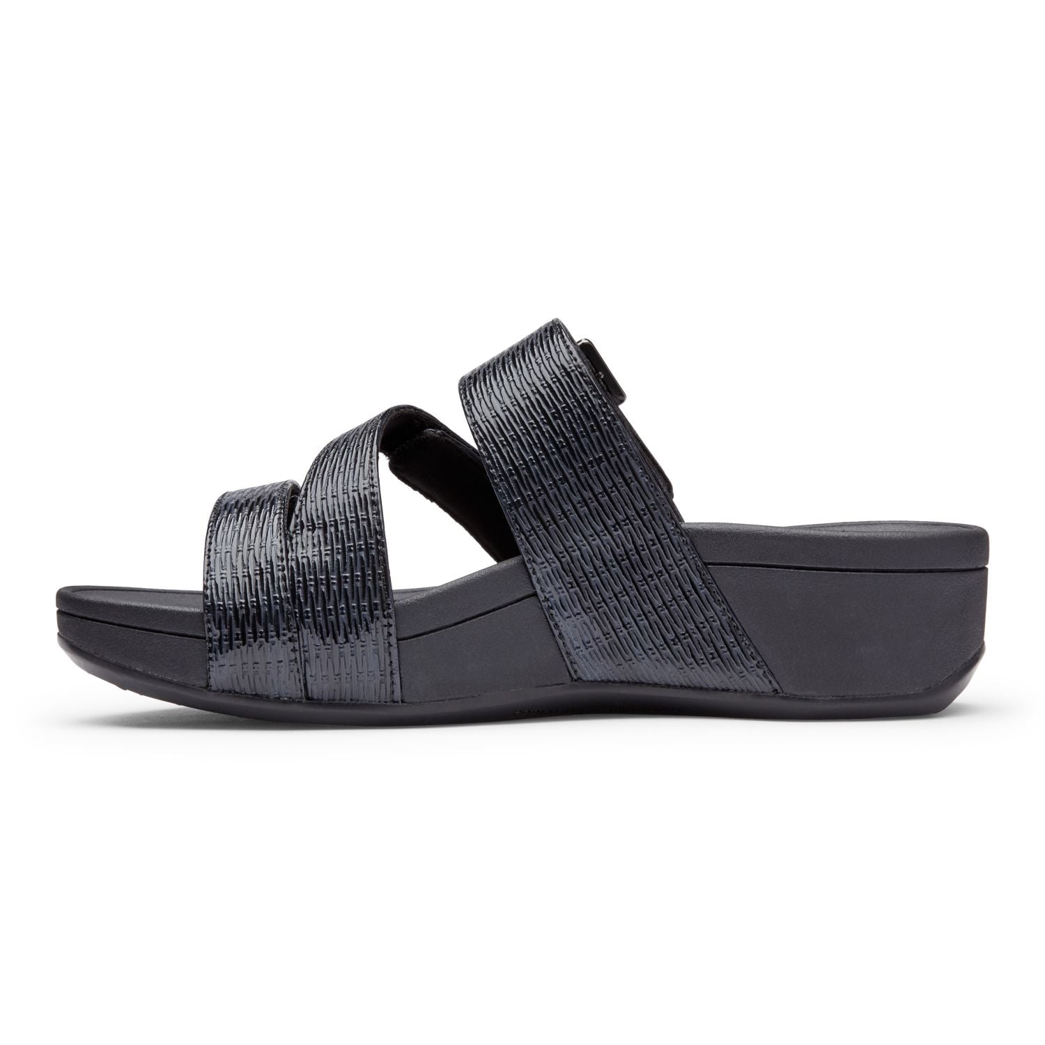 Vionic Pacific Rio - Women's Adjustable Platform Sandal - Black Woven - 2 left view