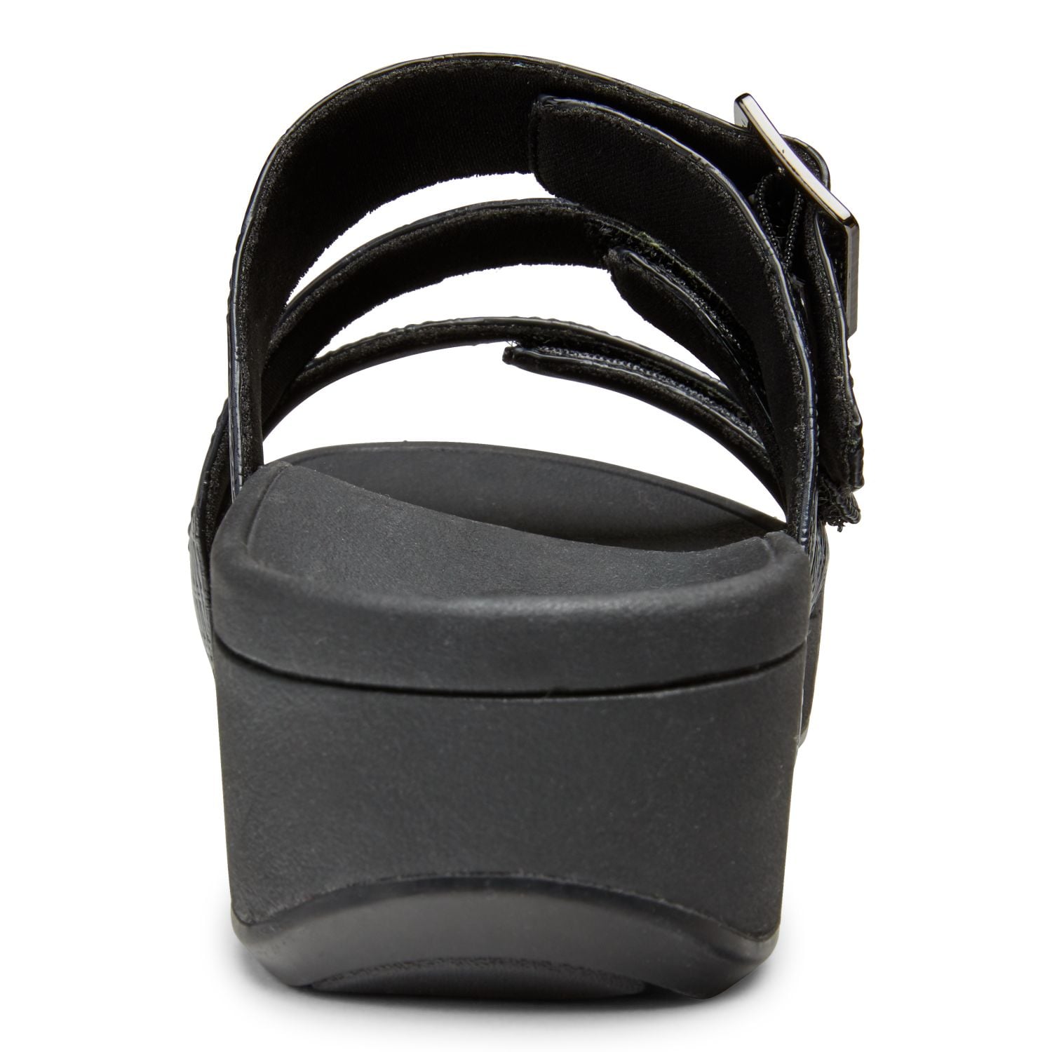 Vionic Pacific Rio - Women's Adjustable Platform Sandal - Black Woven - 5 back view