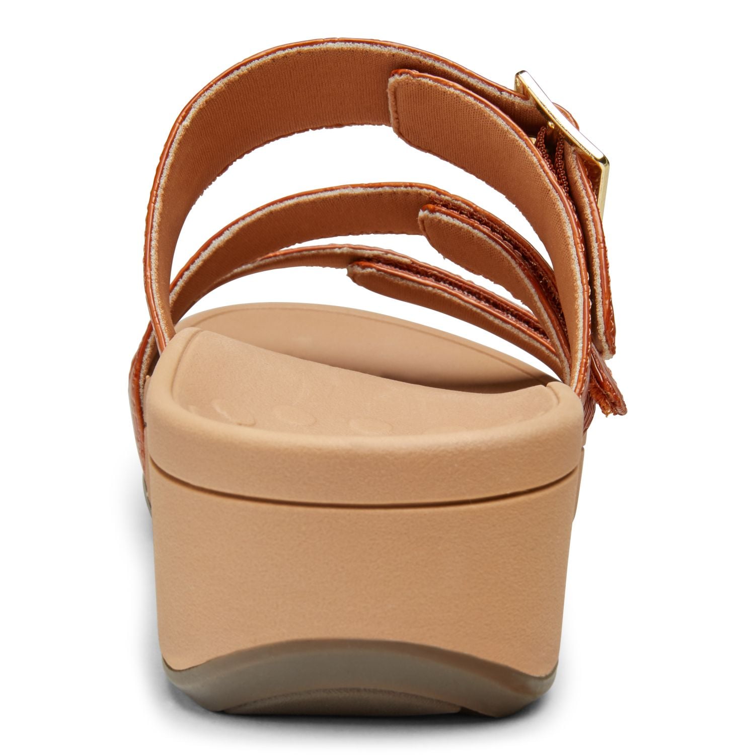 Vionic Pacific Rio - Women's Adjustable Platform Sandal - Brown Woven - 5 back view