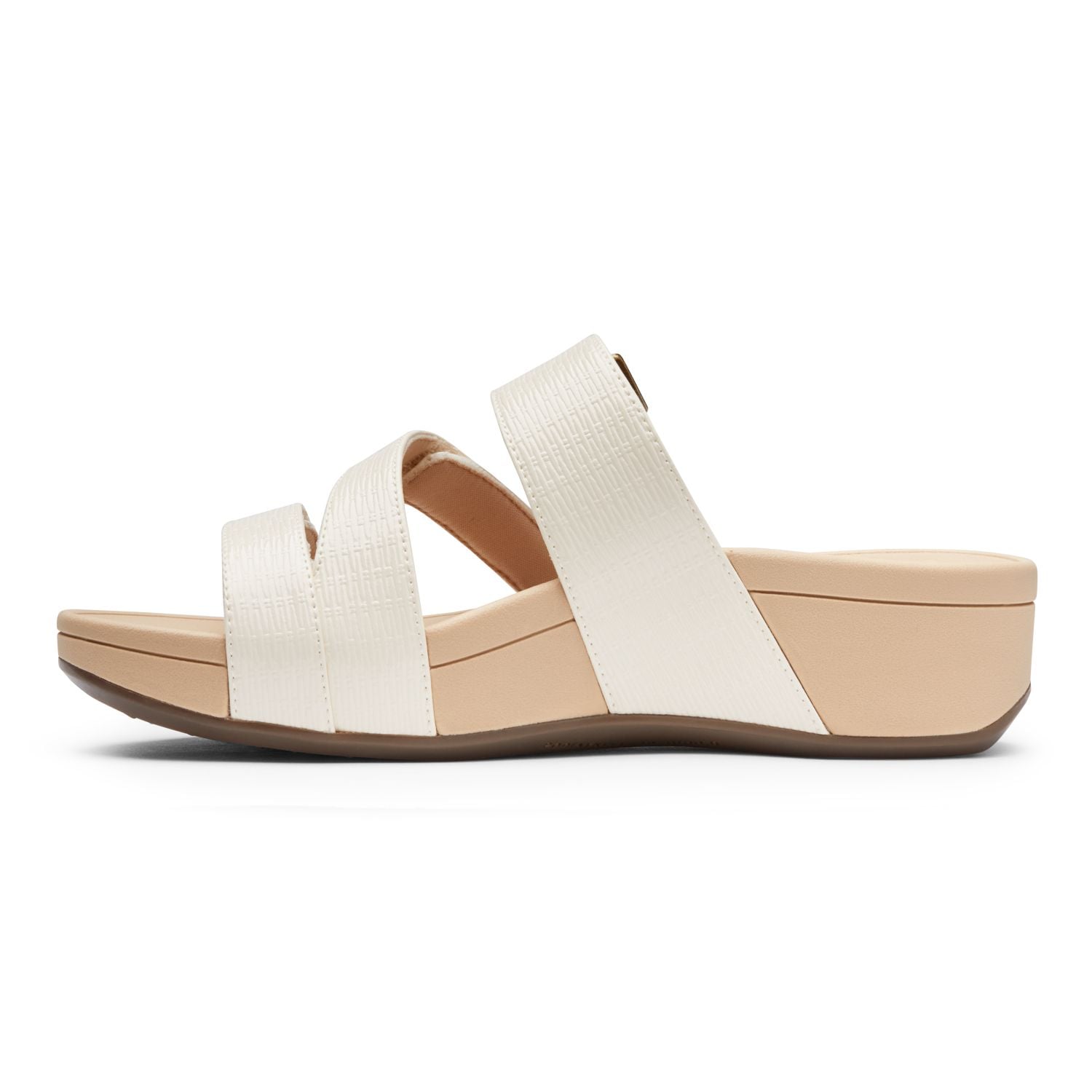 Vionic Pacific Rio - Women's Adjustable Platform Sandal - Cream Woven - 2 left view