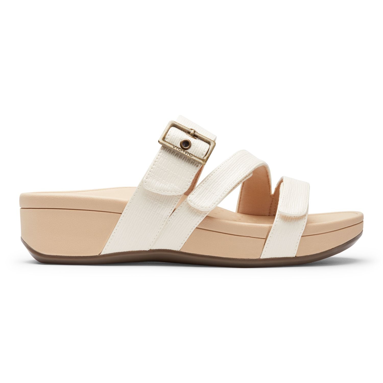 Vionic Pacific Rio - Women's Adjustable Platform Sandal - Cream Woven - 4 right view