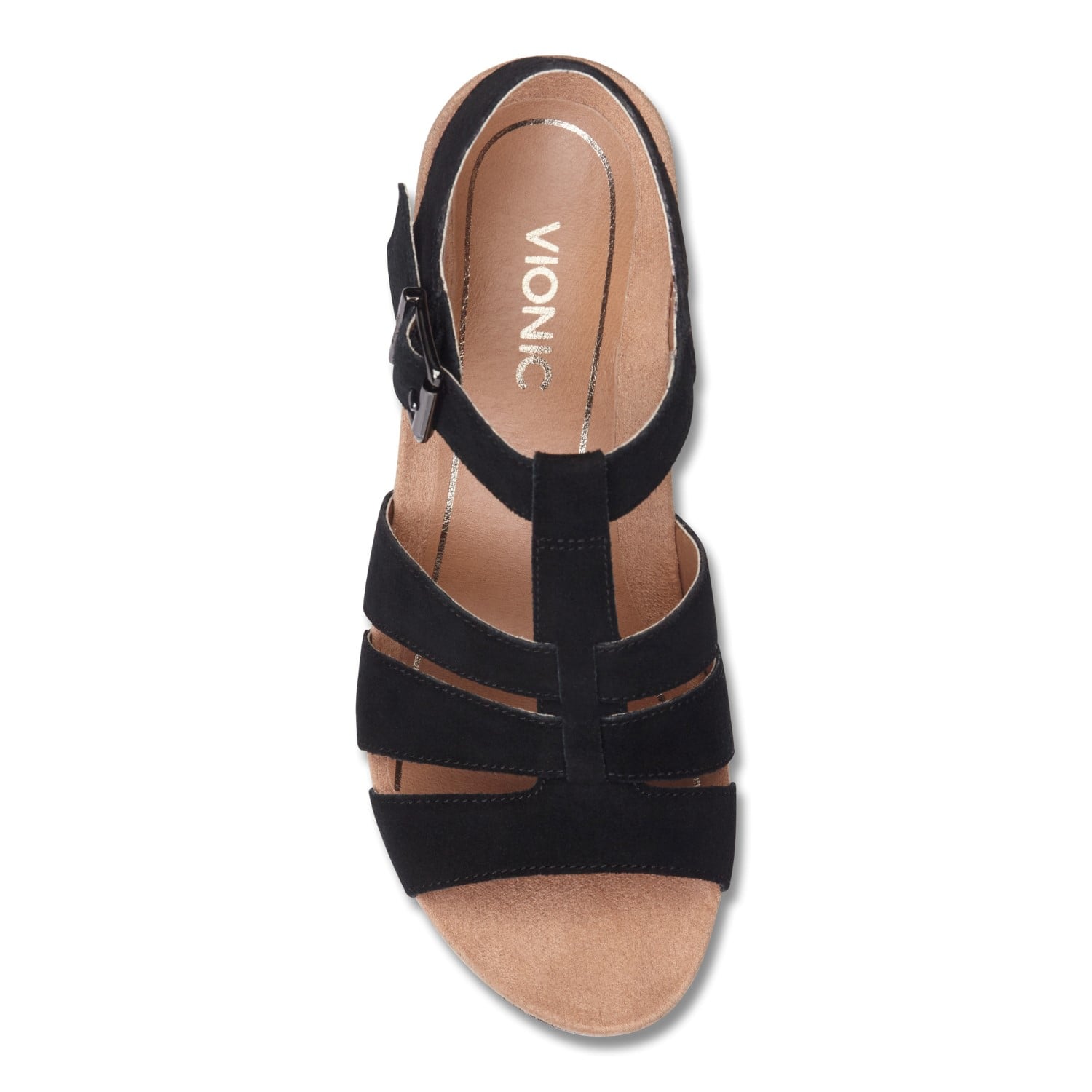 Vionic Tawny Women's Wedge Sandal - Black - 3 top view