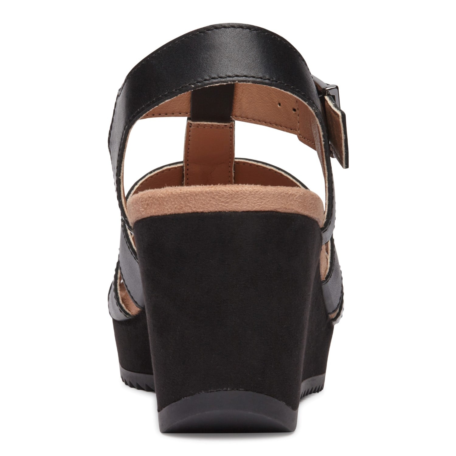 Vionic Tawny Women's Wedge Sandal - Black-Leather  5 back view