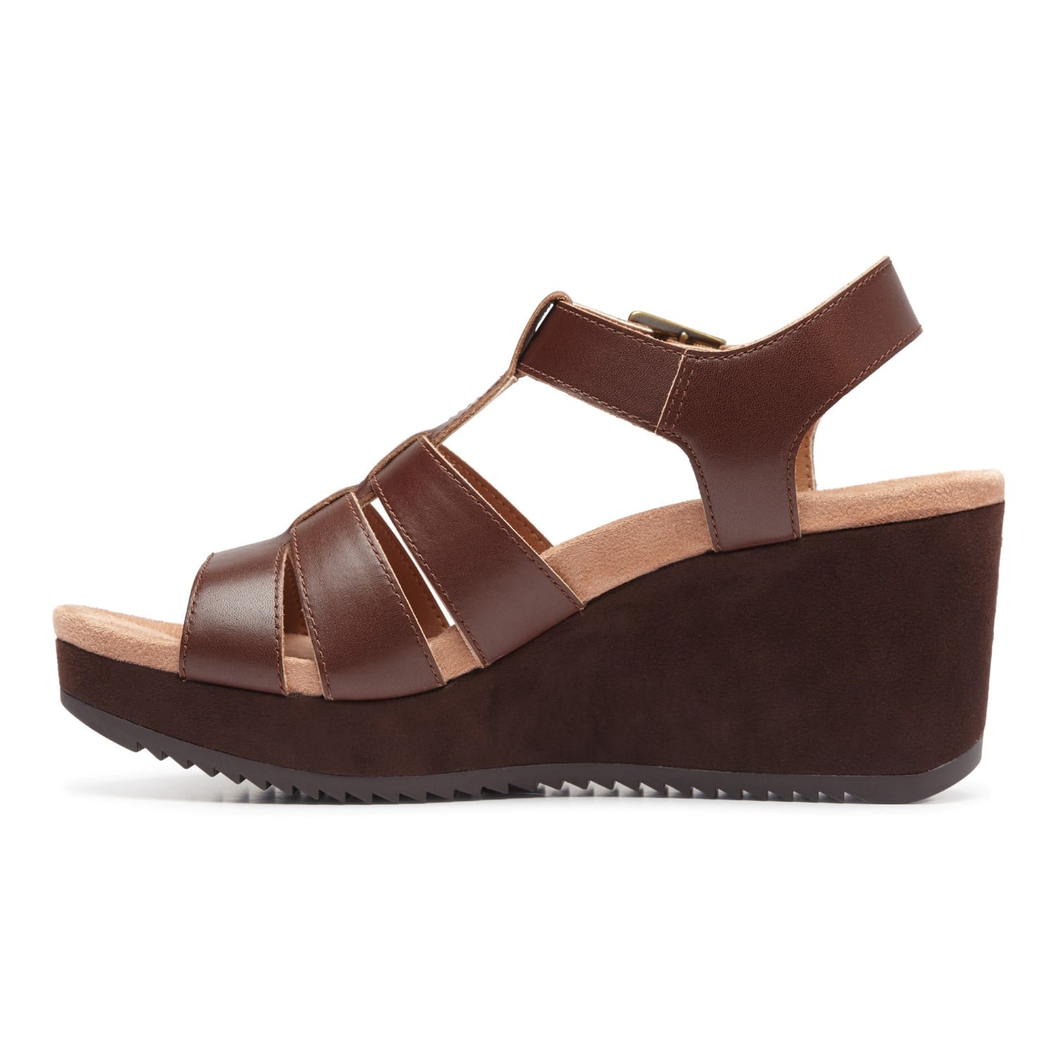 Vionic Tawny Women's Wedge Sandal - Mocha Leather  2 left view