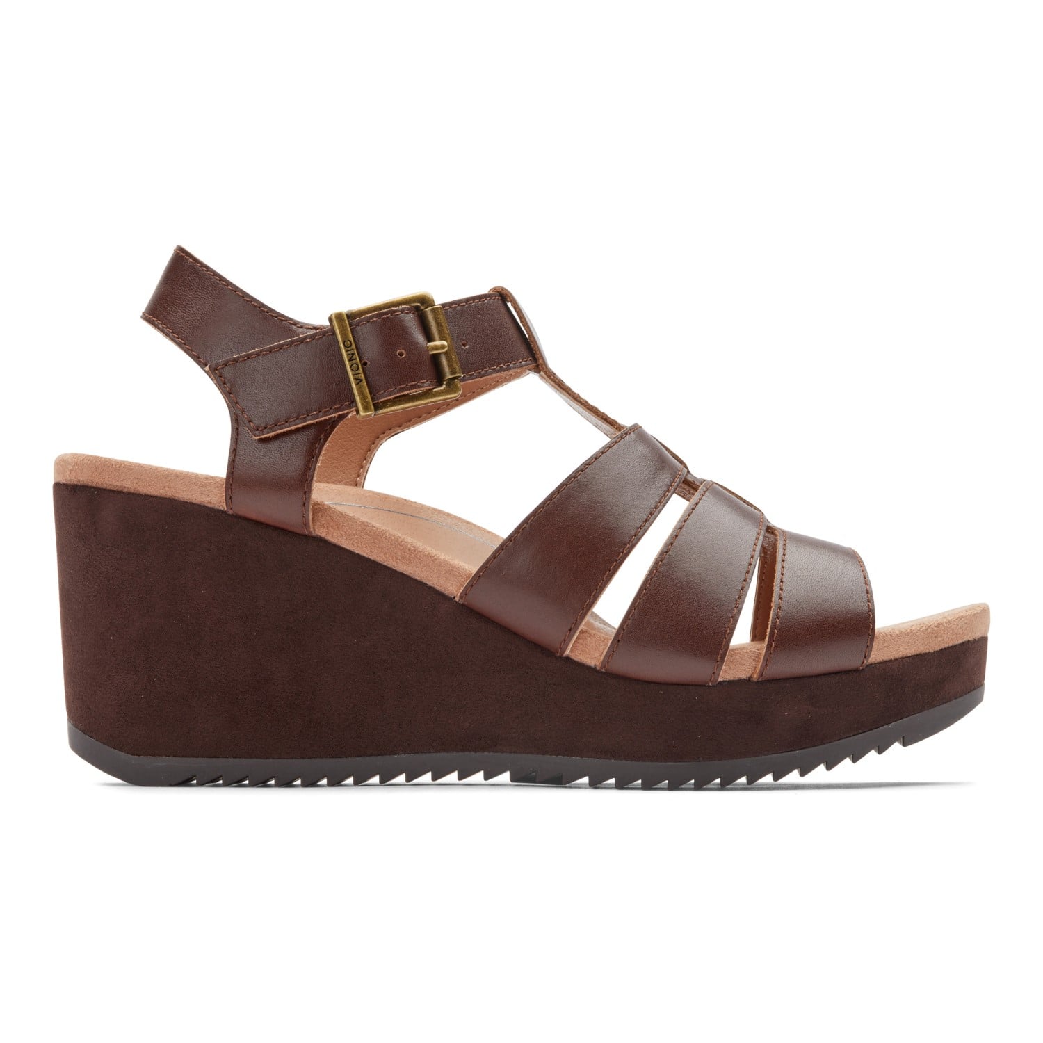 Vionic Tawny Women's Wedge Sandal - Mocha Leather 4 right view
