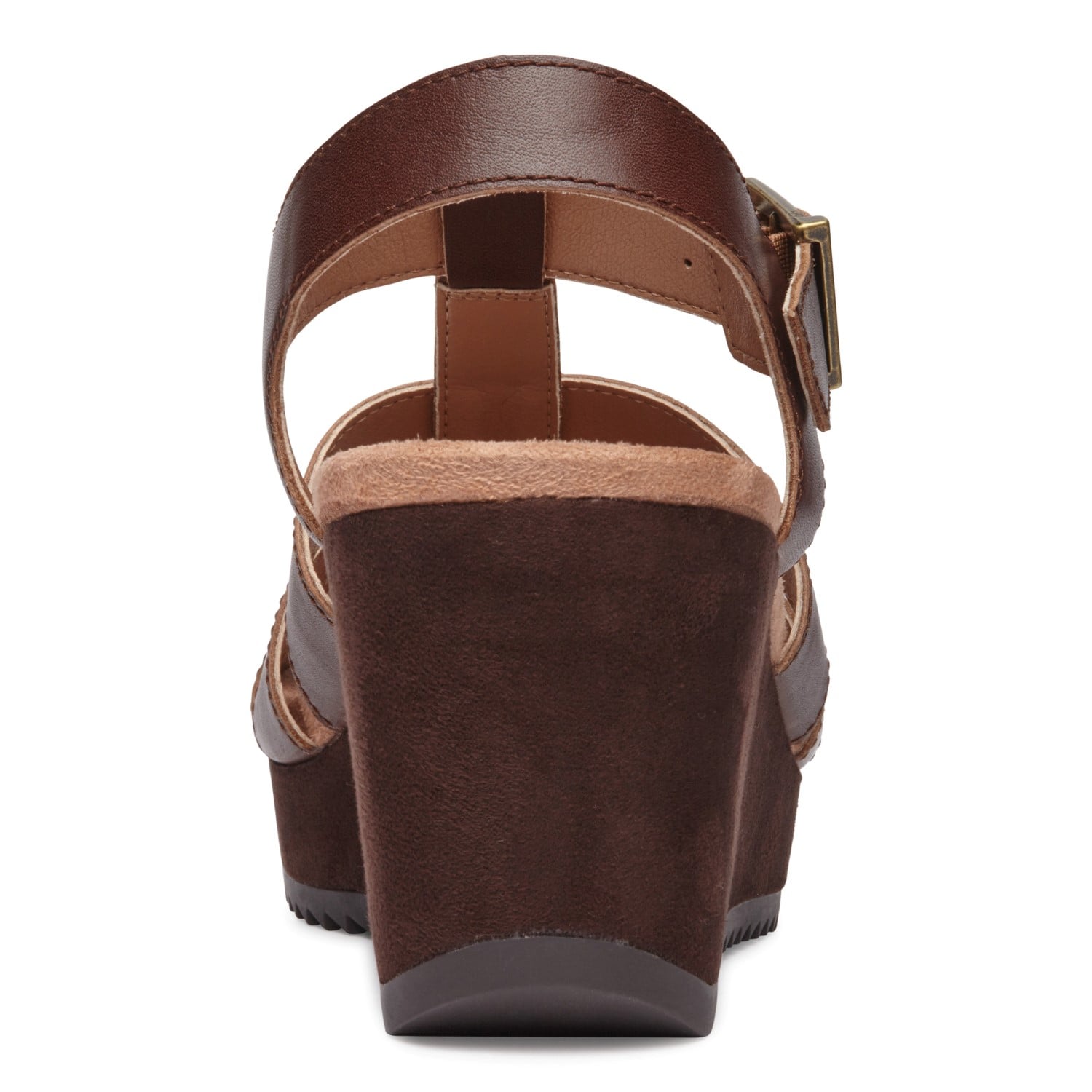 Vionic Tawny Women's Wedge Sandal - Mocha Leather 5 back view