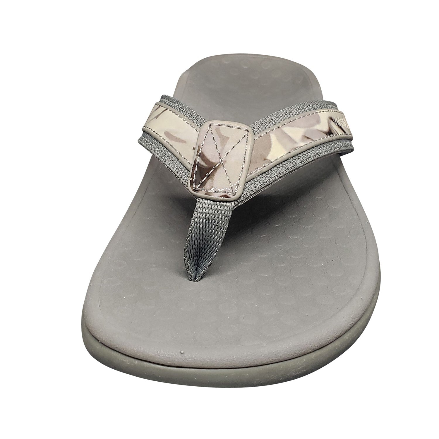 Vionic Tide II - Women's Leather Orthotic Sandals - Orthaheel - Grey  Floral Front