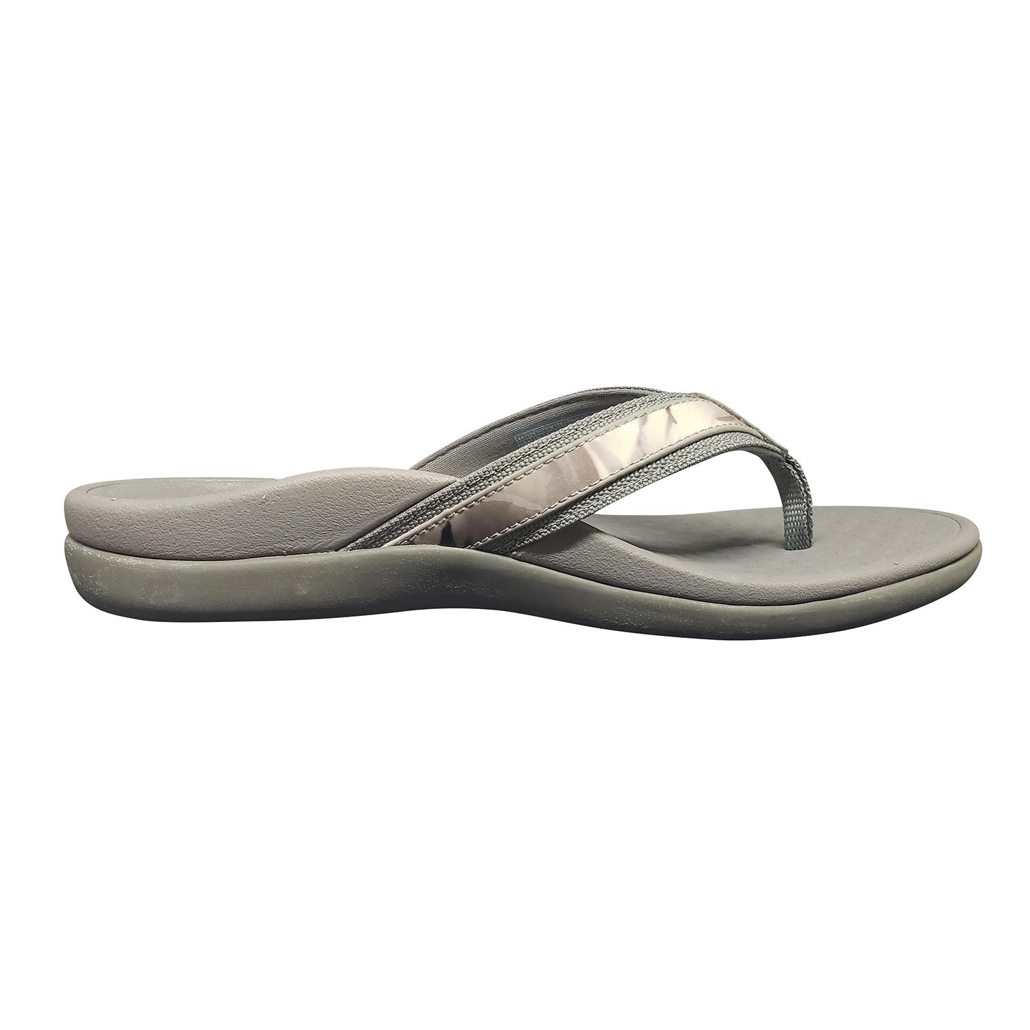 Vionic Tide II - Women's Leather Orthotic Sandals - Orthaheel - Grey  Floral Outer Side