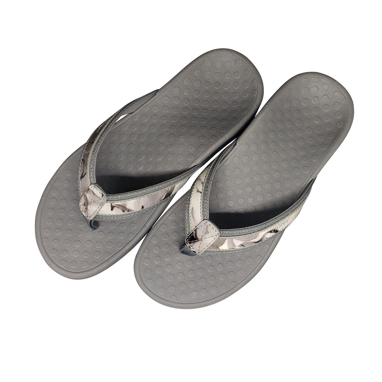 Vionic Tide II - Women's Leather Orthotic Sandals - Orthaheel - Grey  Floral Pair