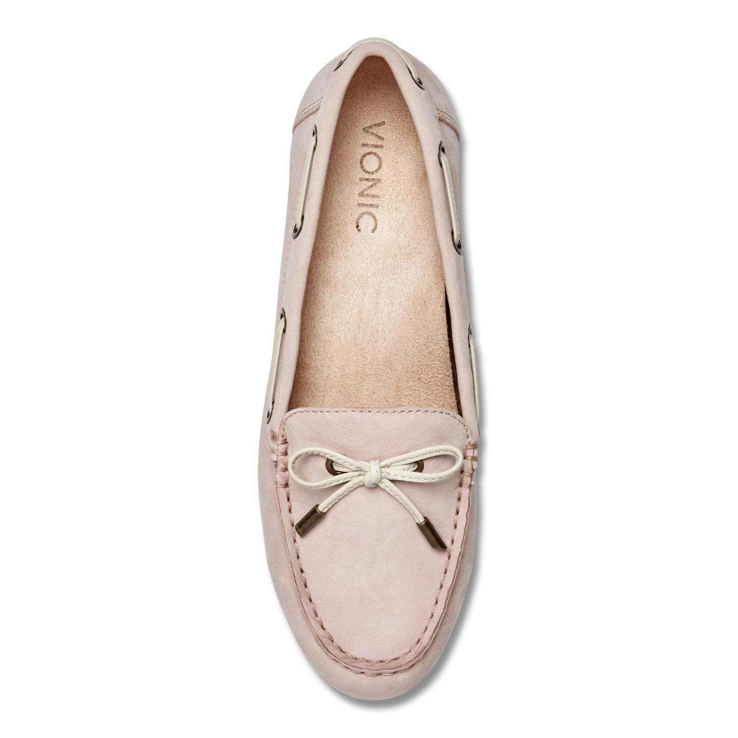 Vionic Honor Virginia - Women's Supportive Boat Shoe - Light Pink - 3 top view