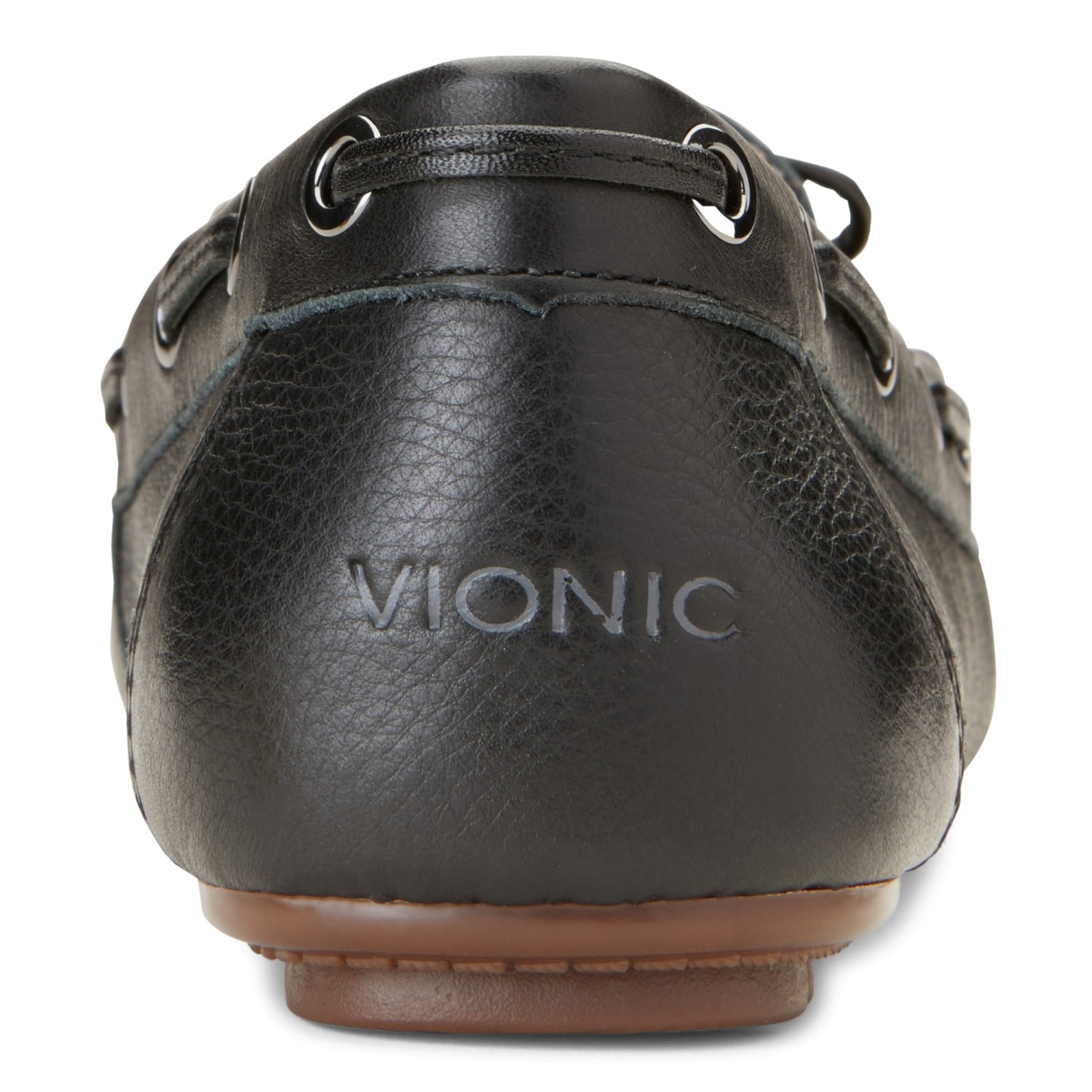 Vionic Honor Virginia - Women's Supportive Boat Shoe - Black-Leather - 5 back view