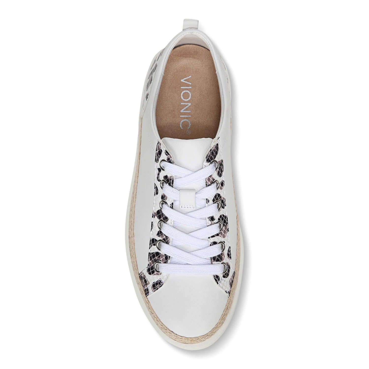 Vionic Winny Women's Casual Sneaker - White Snake - 3 top view
