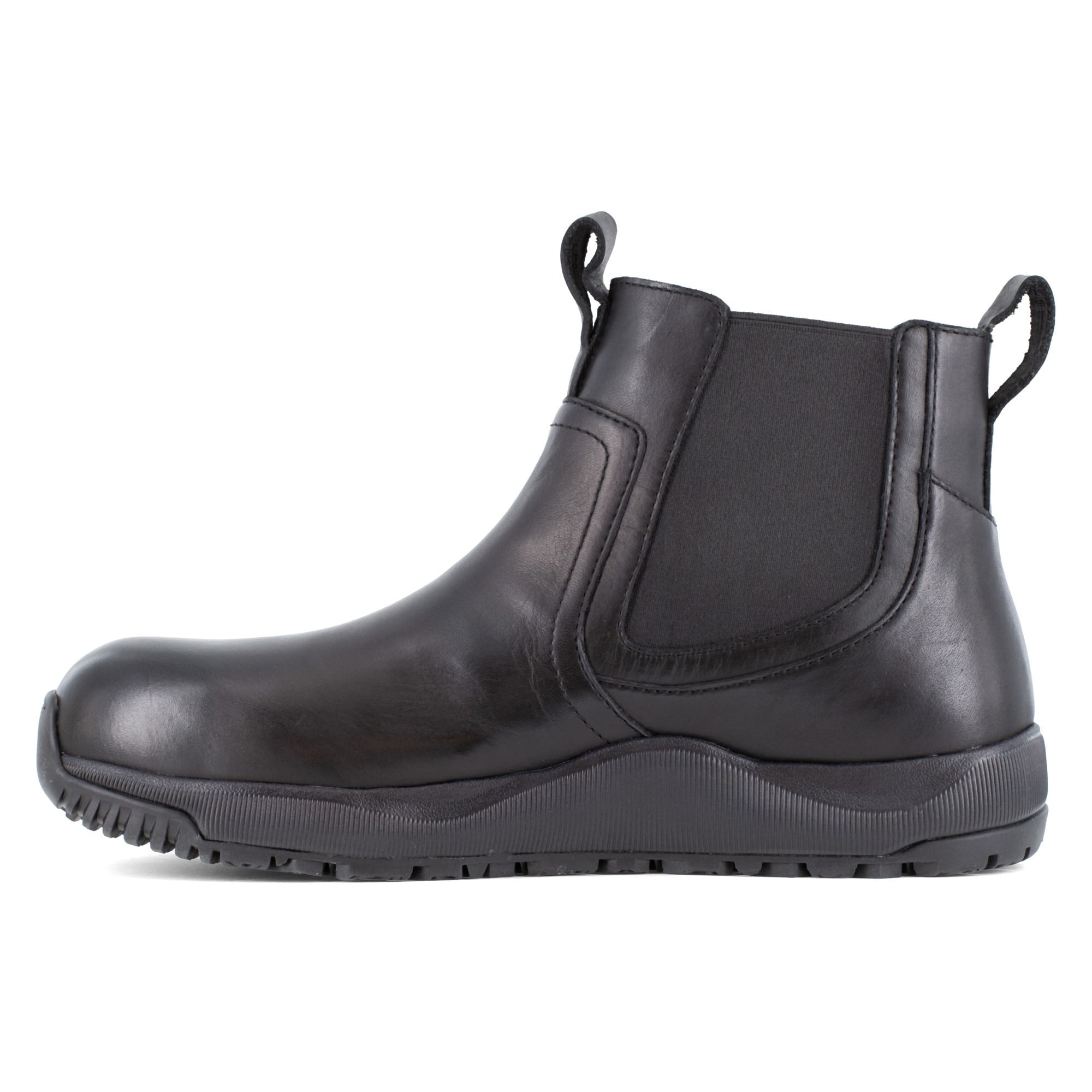 Volcom Men's Comp Toe Pull Up/Slip-on Safey Boot - ASTM F2413 - Timeless Style - TAA Compliant Easy On/Off - Street Shield - Black - Left side
