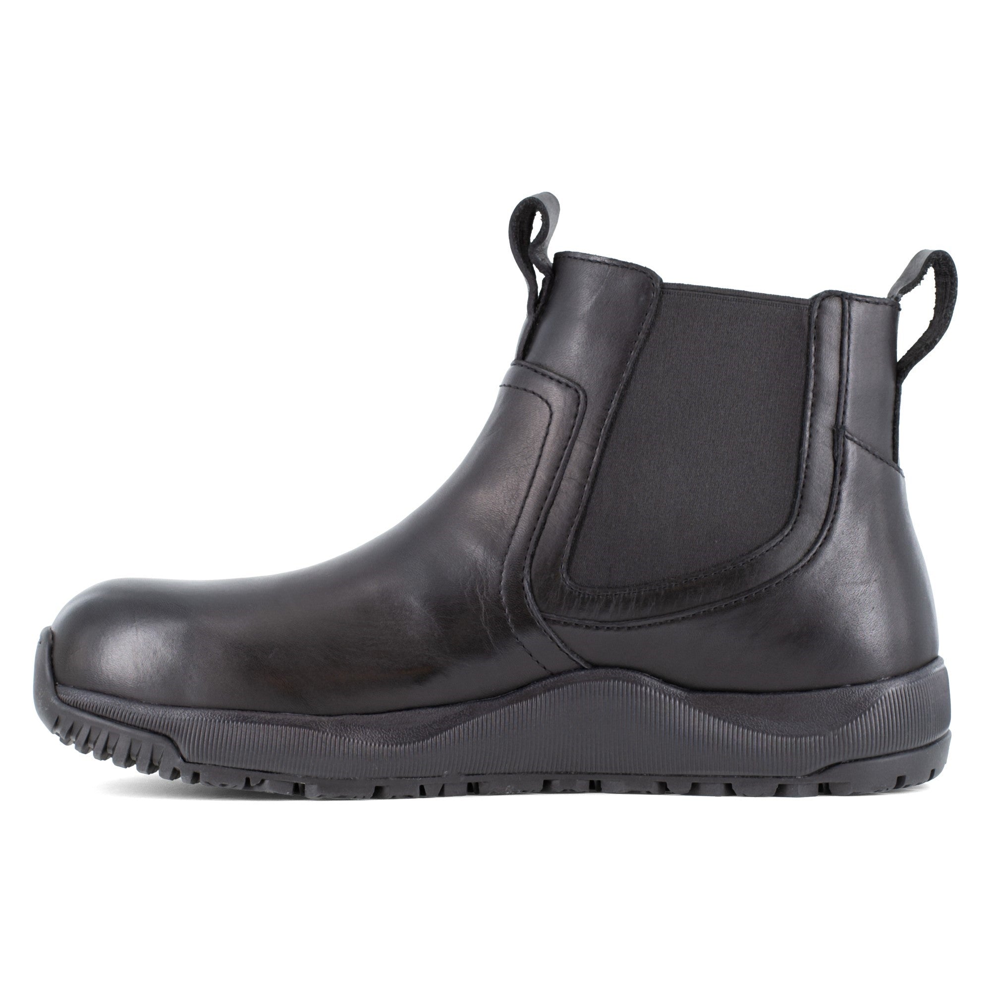 Volcom Men's Comp Toe Pull Up/Slip-on Safey Boot - ASTM F2413 - Timeless Style - TAA Compliant Easy On/Off - Street Shield - Black - Left side