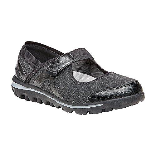 Propet Onalee - Women's Stretchable Mary Jane Shoe - Grey/Black