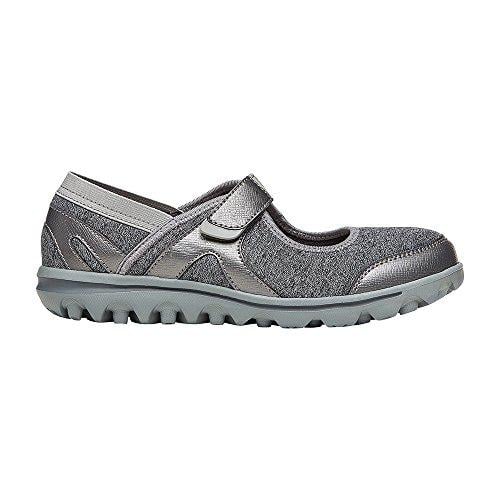 Propet Onalee - Women's Stretchable Mary Jane Shoe - Grey/Silver