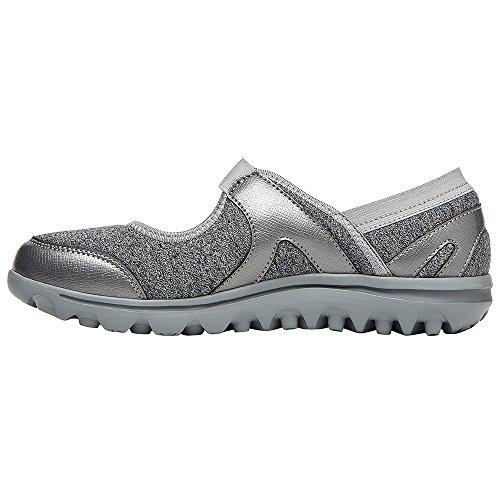Propet Onalee - Women's Stretchable Mary Jane Shoe - Grey/Silver