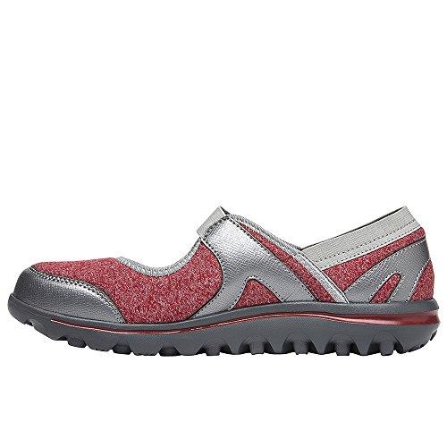 Propet Onalee - Women's Stretchable Mary Jane Shoe - Red/Silver