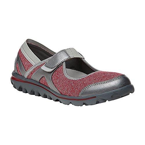 Propet Onalee - Women's Stretchable Mary Jane Shoe - Red/Silver