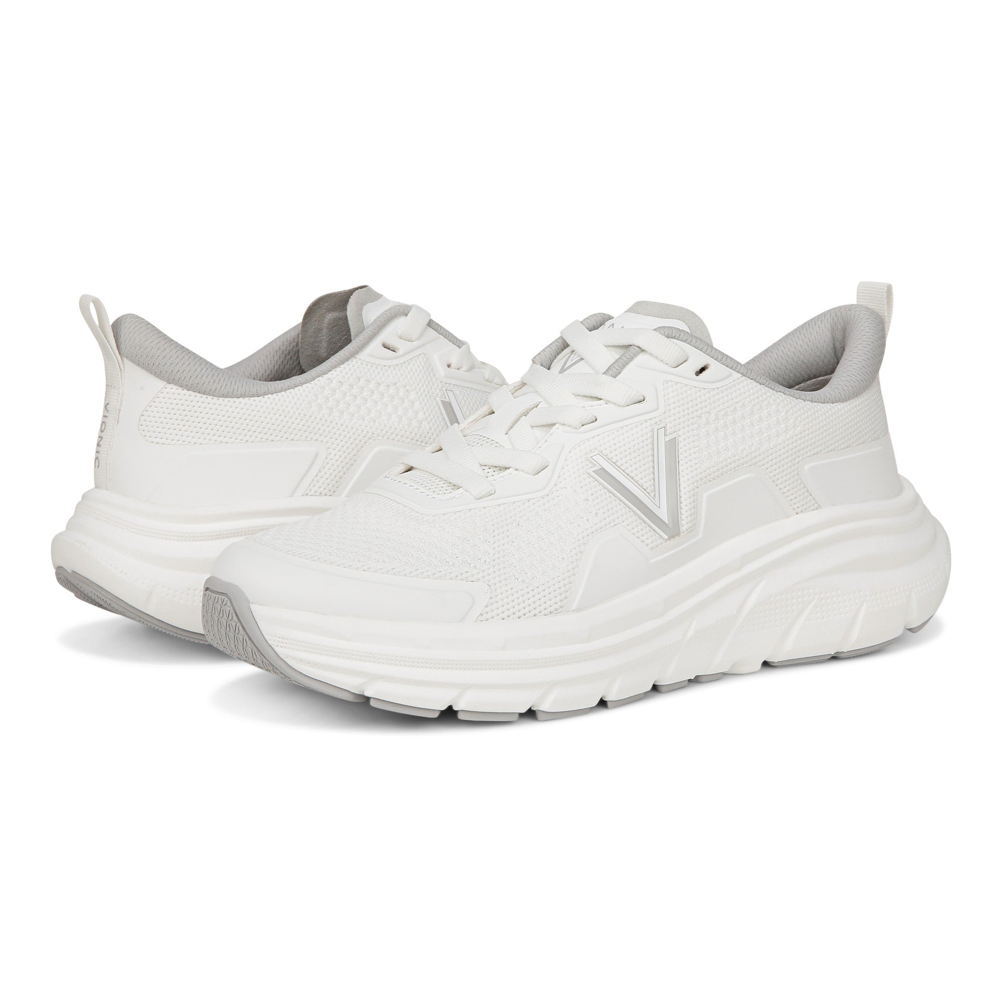 Vionic Walk Max Women's Lace Up Comfort Sneaker - White - pair left angle