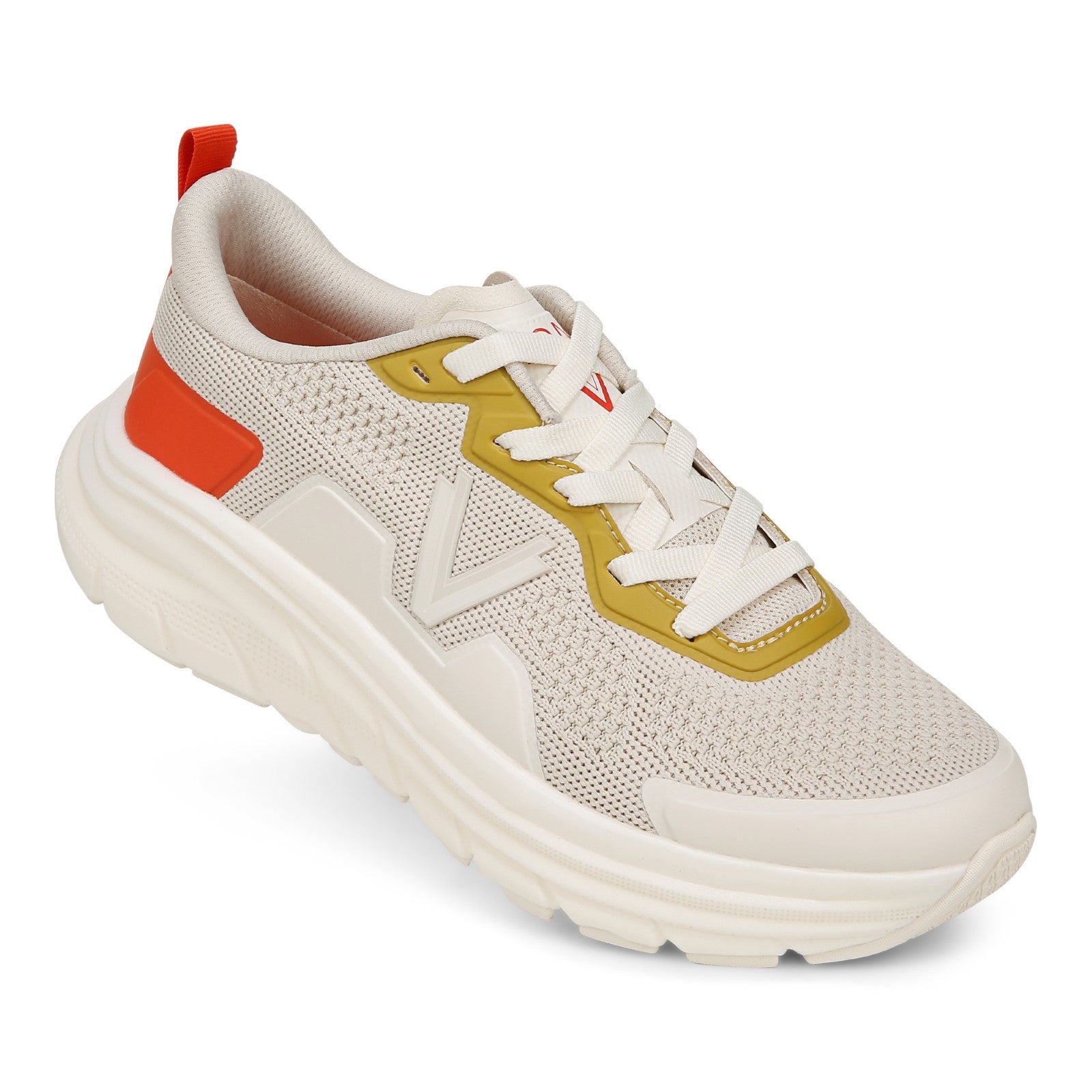 Vionic Walk Max Women's Lace Up Comfort Sneaker - Cream/Tangerine - WALK MAX-I8711M1102-CREAM TANGERINE TANGO-13fl-med