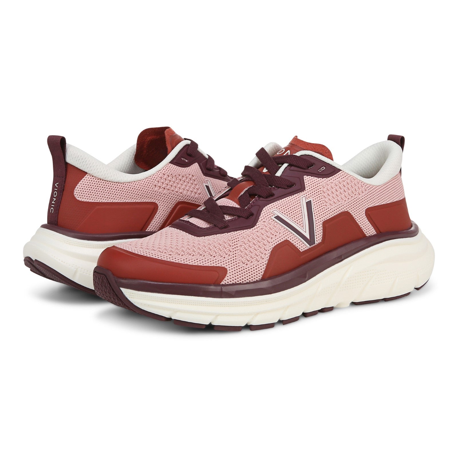 Vionic Walk Max Women's Lace Up Comfort Sneaker - Crystal Rose/Syrah - pair left angle