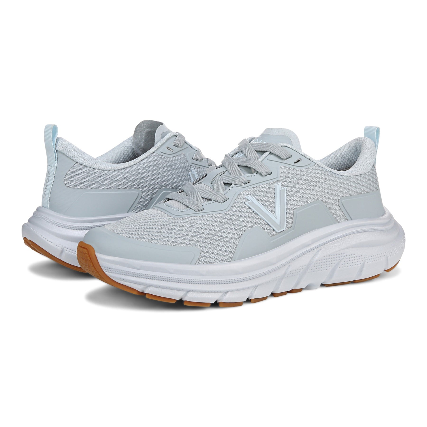 Vionic Walk Max Women's Lace Up Comfort Sneaker - Vintage Blue Haze - pair left angle