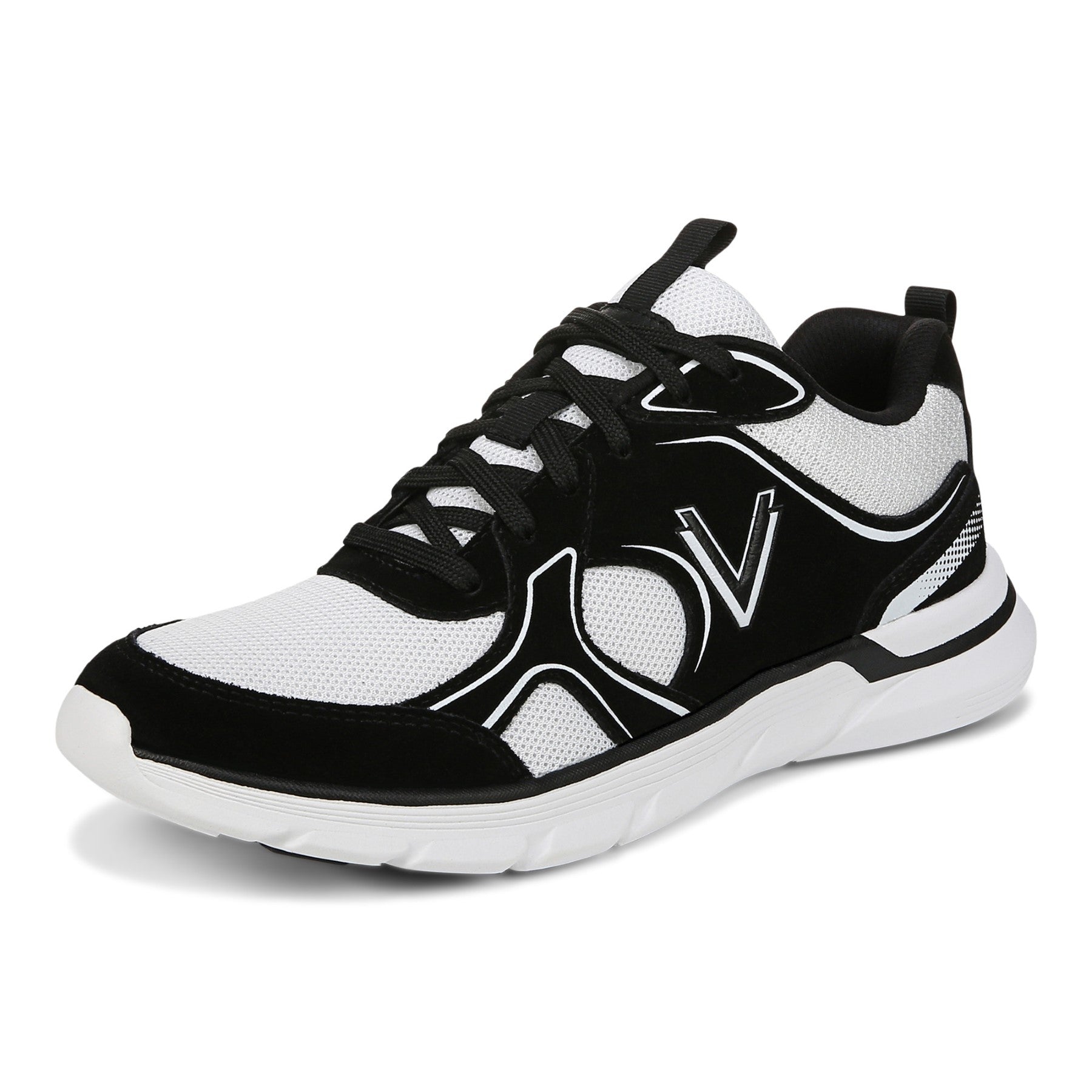 Vionic Walk Parkside Women's Walking Sneaker with Arch Support - White/black - Left angle
