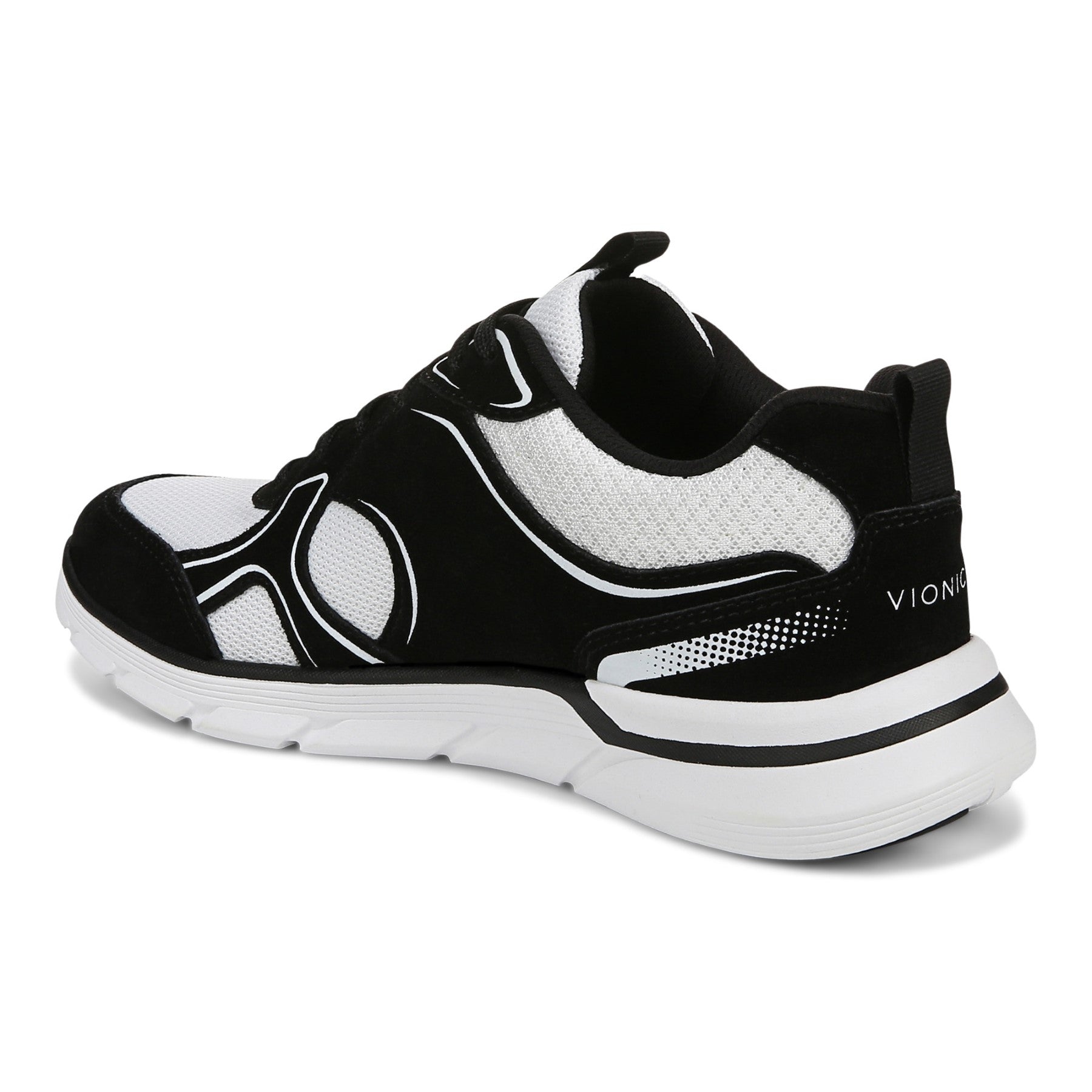 Vionic Walk Parkside Women's Walking Sneaker with Arch Support - White/black - Back angle