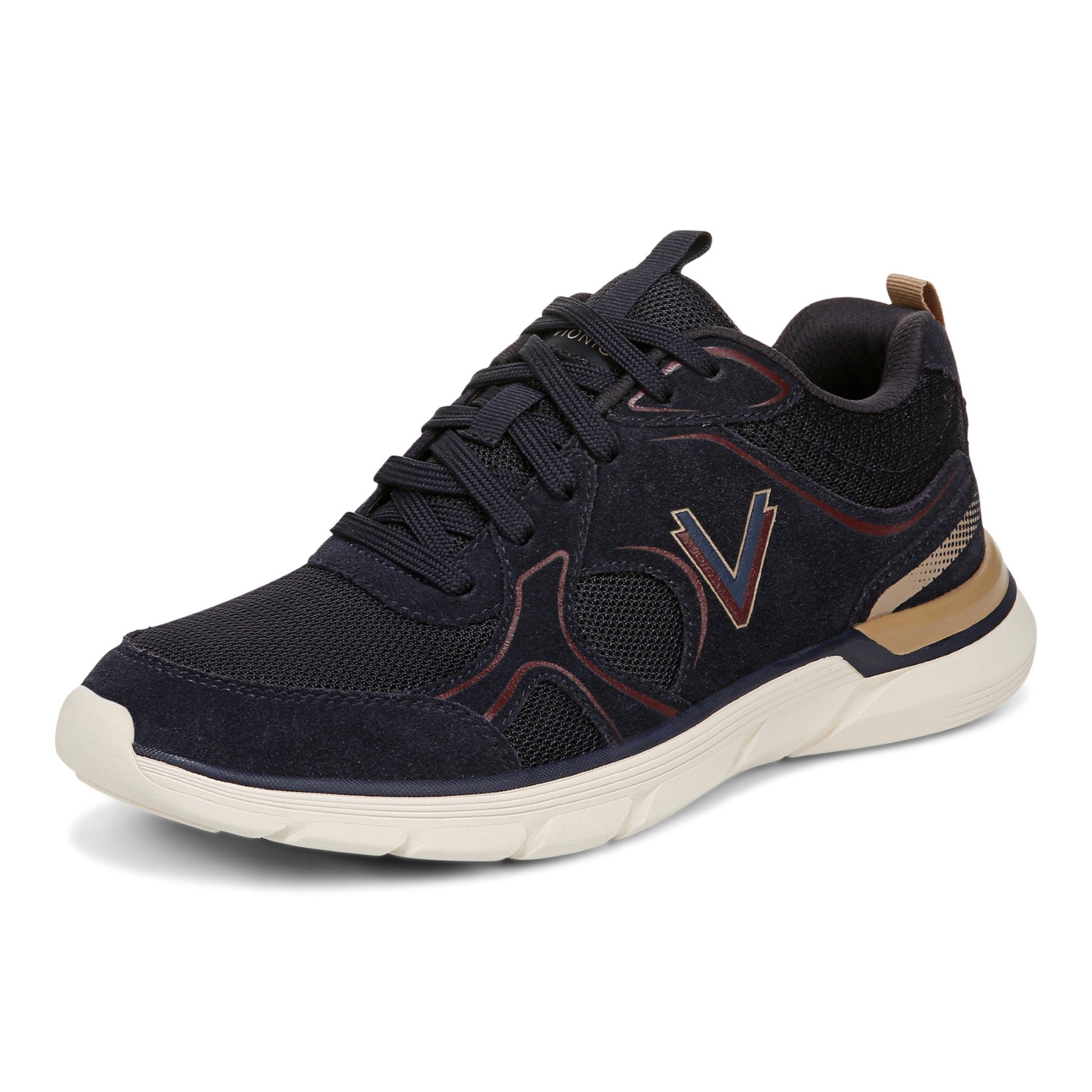 Vionic Walk Parkside Women's Walking Sneaker with Arch Support - Navy Blazer/cherry Jubilee - Left angle