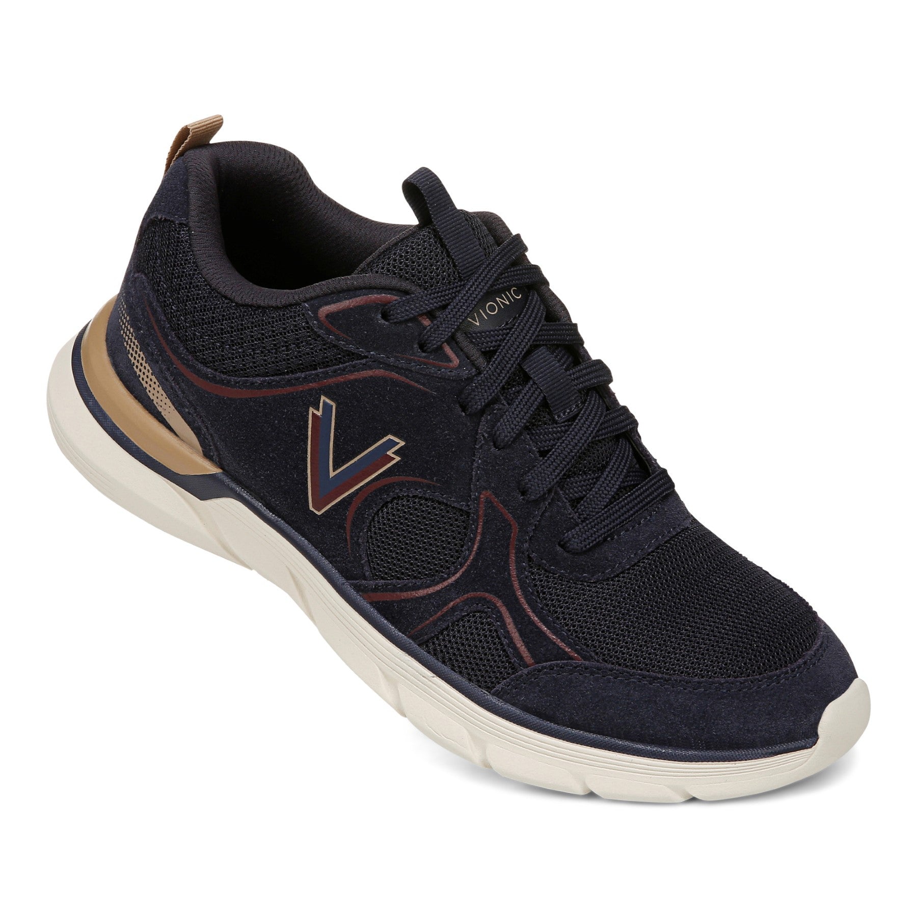 Vionic Walk Parkside Women's Walking Sneaker with Arch Support - Navy Blazer/cherry Jubilee - WALK PARKSIDE-J3208F1400-NAVY BLAZER CHERRY JUBILEE-13fl-med