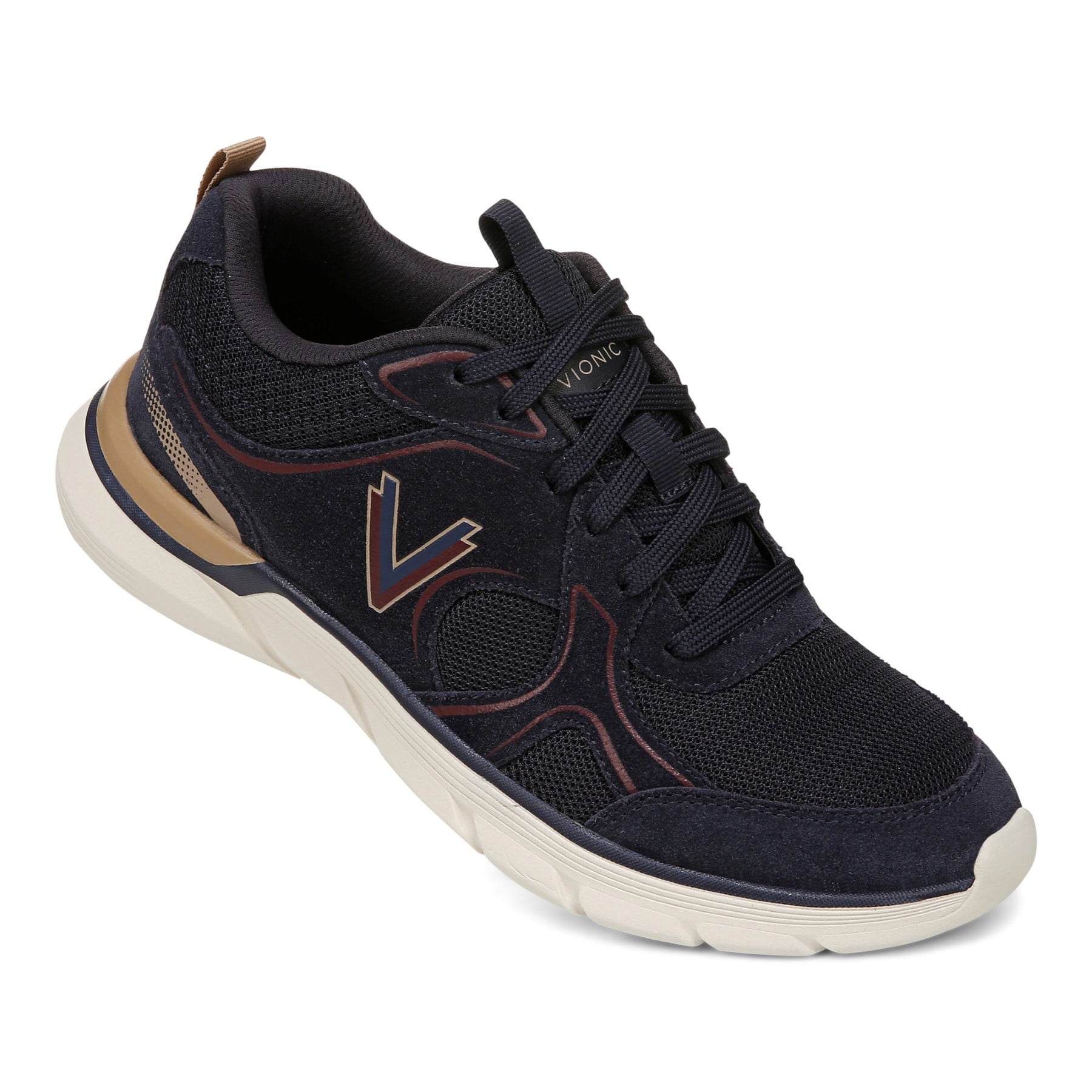 Vionic Walk Parkside Women's Walking Sneaker with Arch Support - Navy Blazer/cherry Jubilee - WALK PARKSIDE-J3208F1400-NAVY BLAZER CHERRY JUBILEE-13fl-med