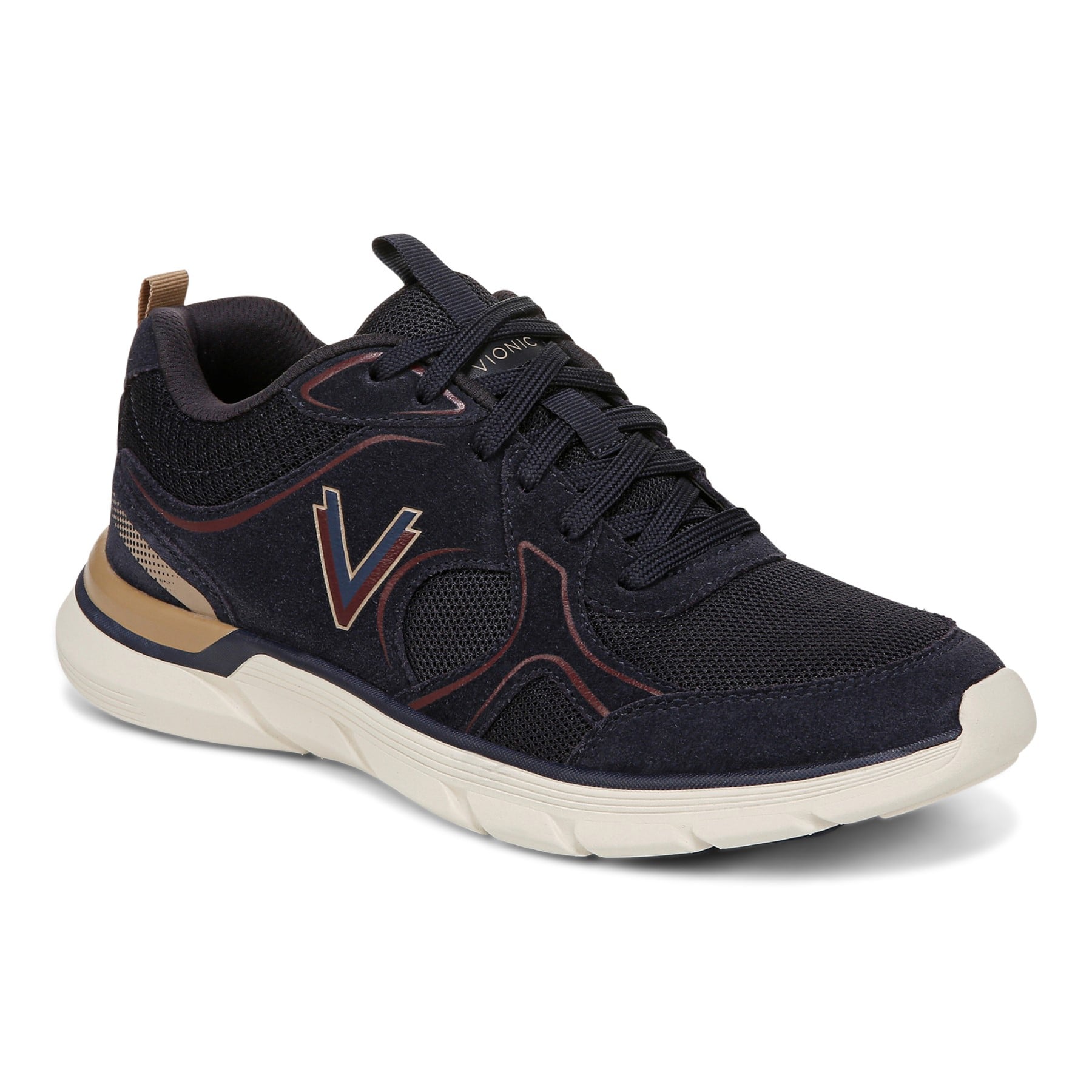 Vionic Walk Parkside Women's Walking Sneaker with Arch Support - Navy Blazer/cherry Jubilee - Angle main