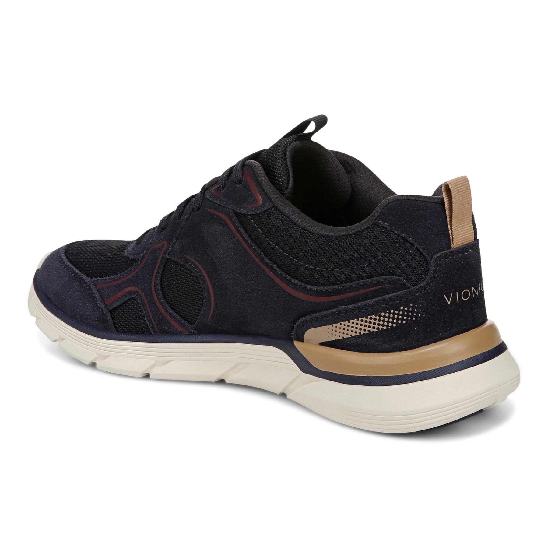 Vionic Walk Parkside Women's Walking Sneaker with Arch Support - Navy Blazer/cherry Jubilee - Back angle