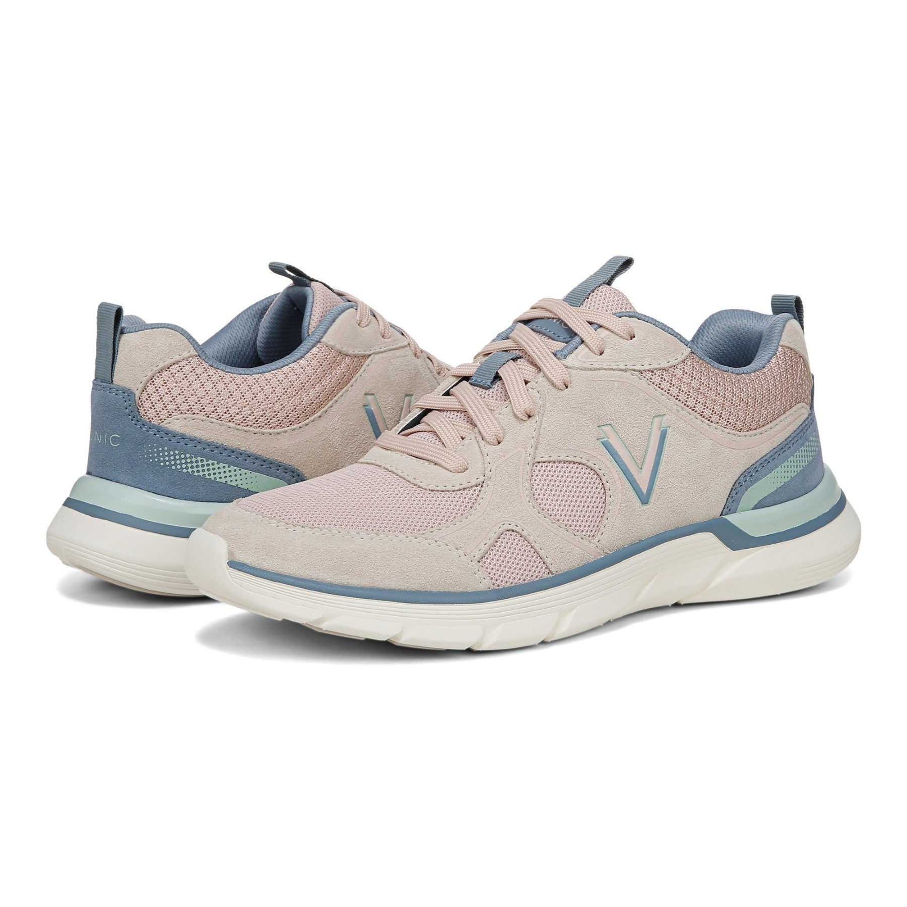 Vionic Walk Parkside Women's Walking Sneaker with Arch Support - Cameo Rose Multi - pair left angle